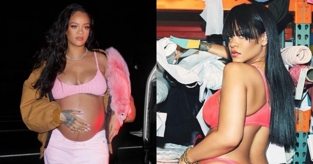 最赚钱孕妇！Rihanna挺6个月孕肚拍形象广告，蜜桃粉内衣、丁字裤性感入镜！-91极品番号网